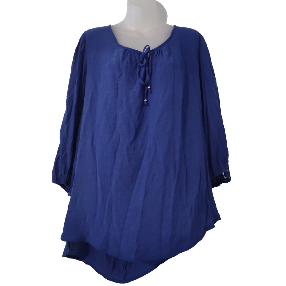 Unique Spectrum Royal Blue Long Sleeve Blouse Size 3X Bag 6
